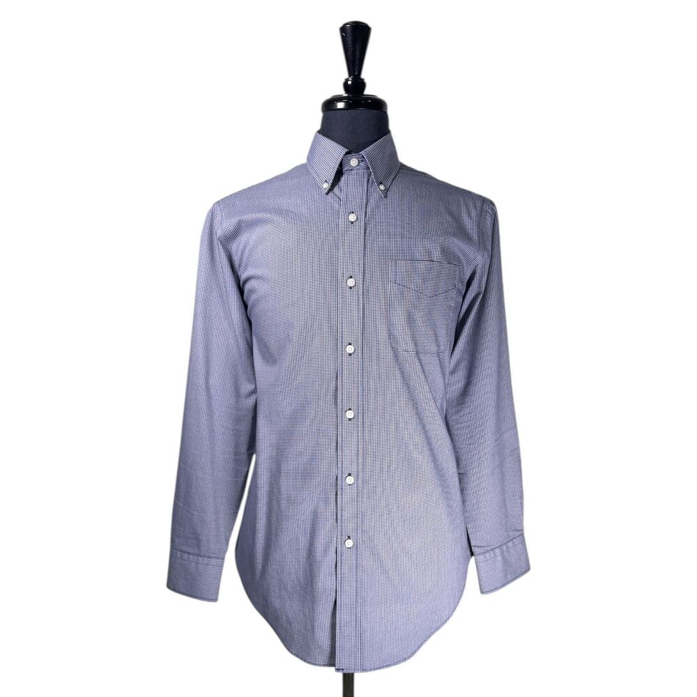 Ralph Lauren Mens 15 32/33 Blue Geometric Classic Fit Stretch Non Iron Shirt